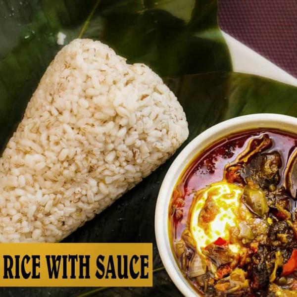 Ofada rice with sauce
